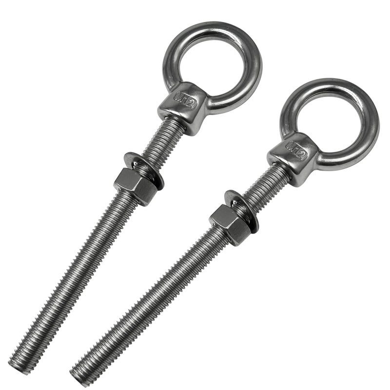 CUKAYO Eye Bolts, 2pack 1/2" x 4-3/4" Heavy Duty Shoulder Lifting Ring Threaded Eyebolts with Nuts Washers 316 Stainless Steel Marine Grade Eyebolt - Image 1